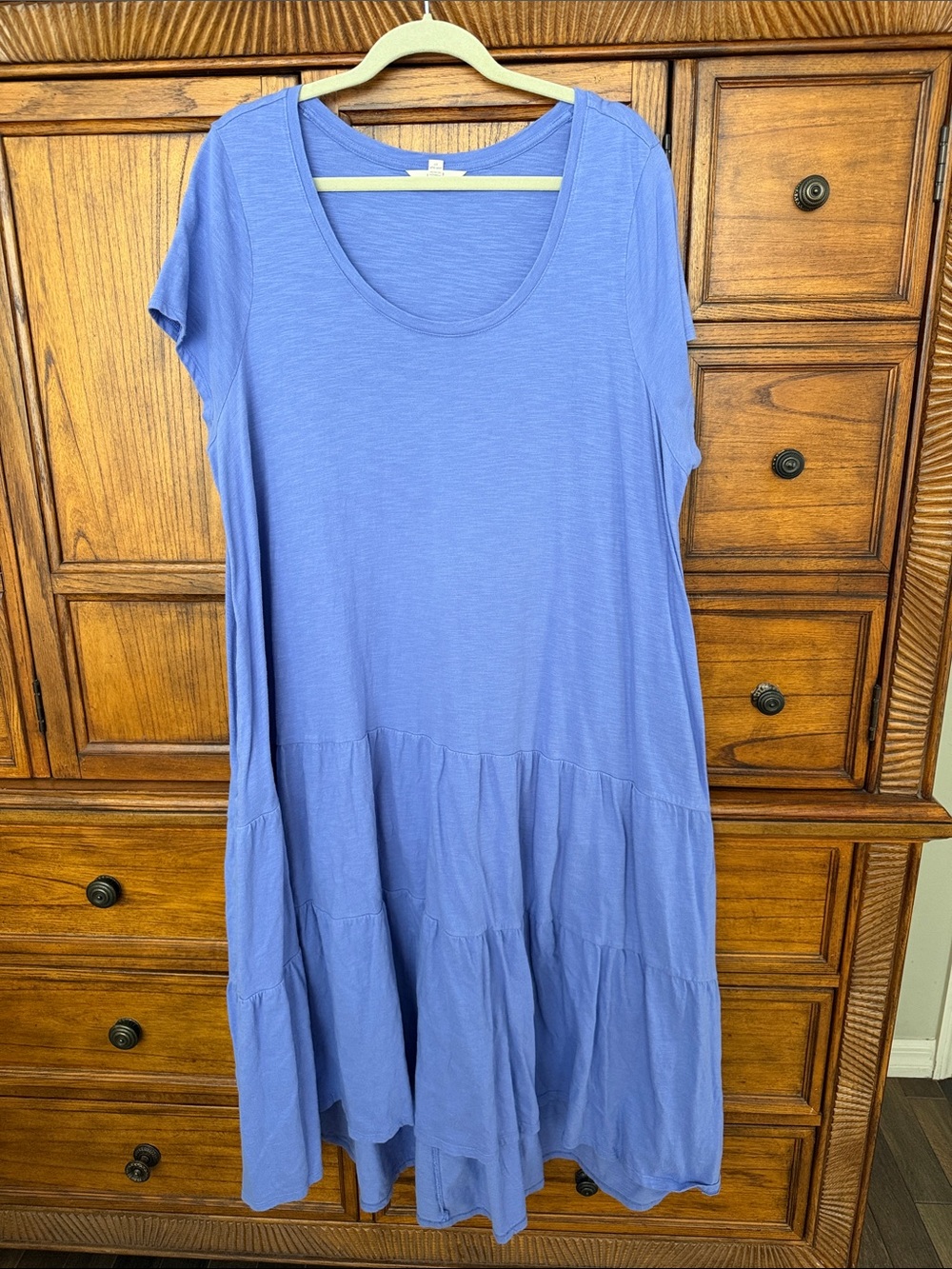 Terra & Sky Casual Scoop Neck Tiered Midi Maxi Dress - Periwinkle 1X